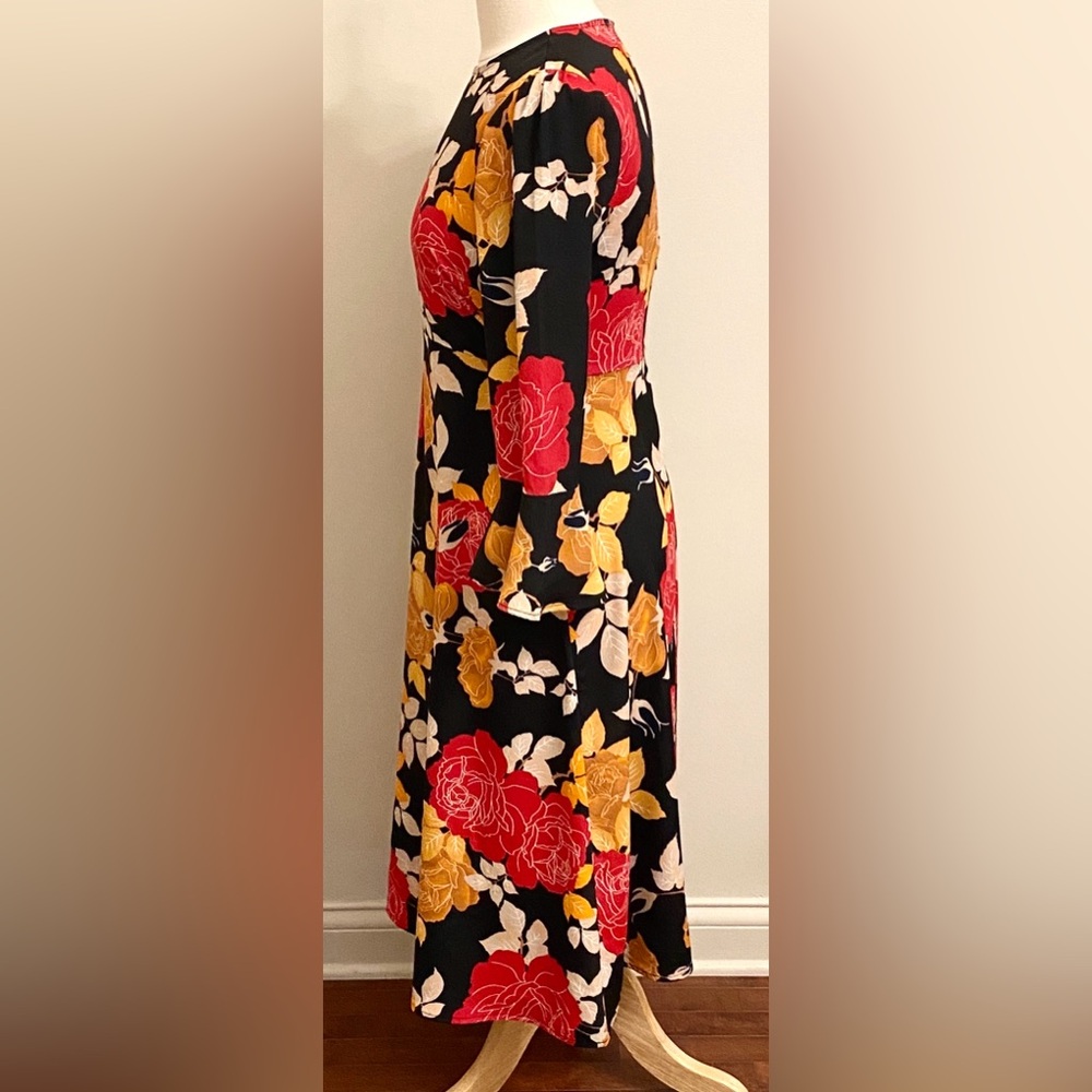 ASOS Black Red Dark Floral SZ 6 Shabby Chic Cottagecore Boho Romantic Fall Dress - Picture 6 of 10